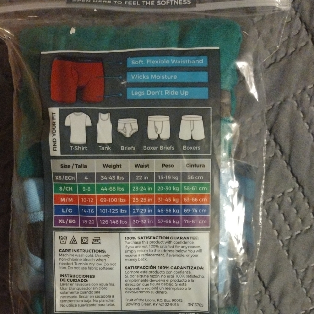 Fruit of the Loom Boys Green,Blue, And Black Boxer Briefs Underwear - Picture 2 of 2